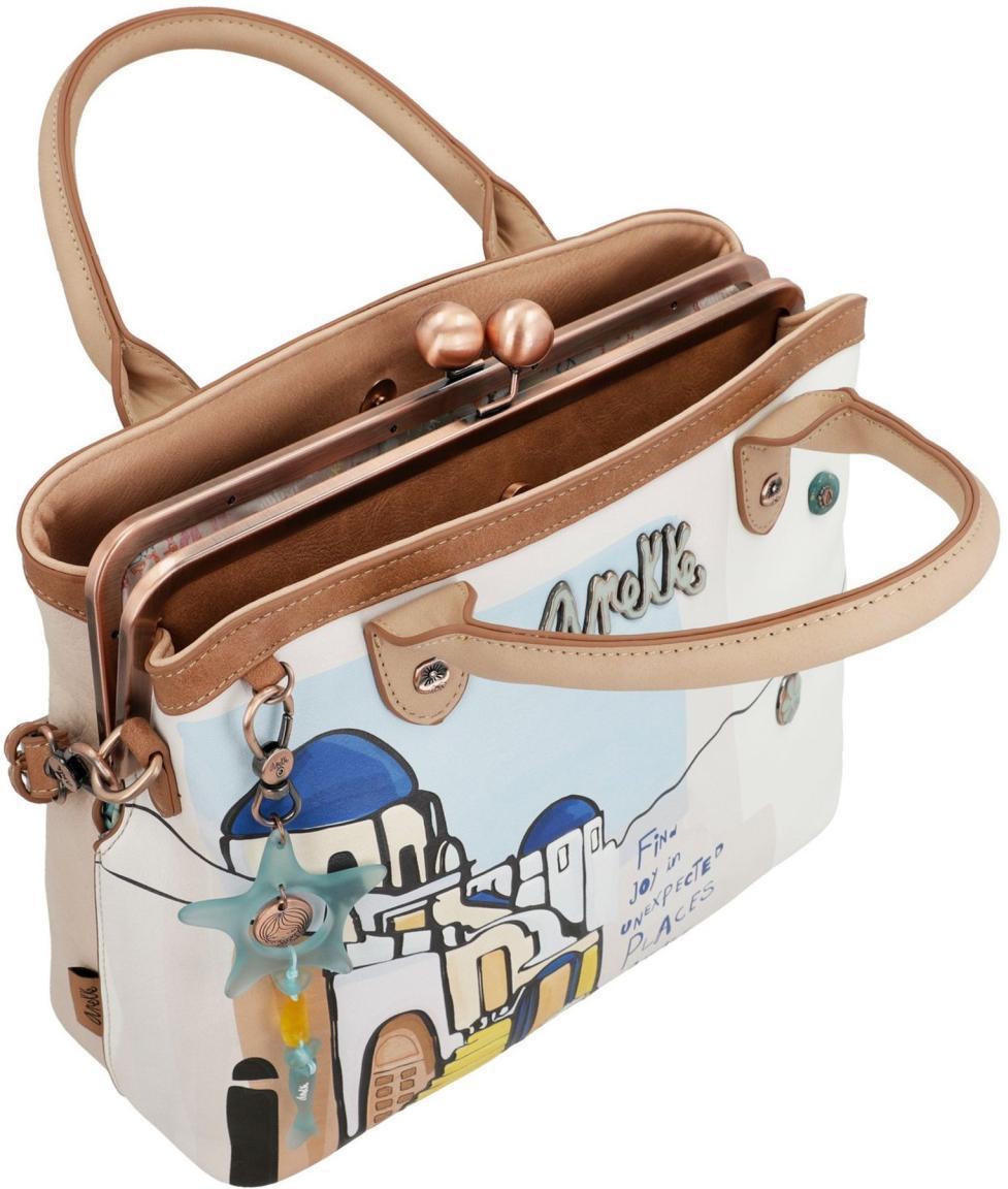 Sunrise Anekke Kurzgrifftasche Kiss Lock Verschluss Bunt beige