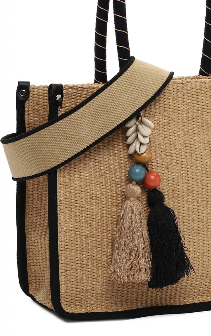 Suri Frey Henkeltasche mit Gurt Kirsty Small Black Kombi Bast PETA