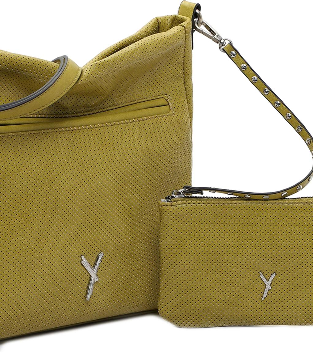 Suri Frey Schulterbag mit Etui Oliv Oil Grün Lasercut Markenemblem