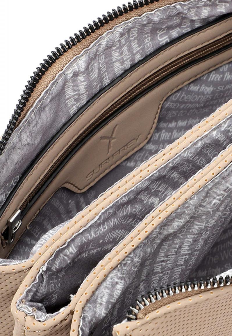 Suri Frey Umhängetasche dreiteilg mit Fransendetail Sand Beige