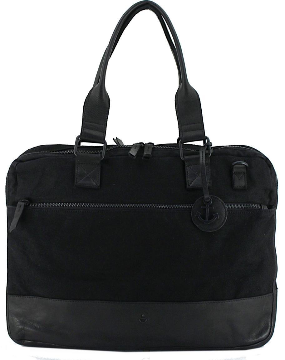 Taro Collegetasche Harbour2nd Leder Canvas Kombi Ash Black Trolley