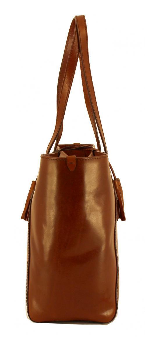 The Bridge Shopper Ledertasche Braun Cognac Fransen