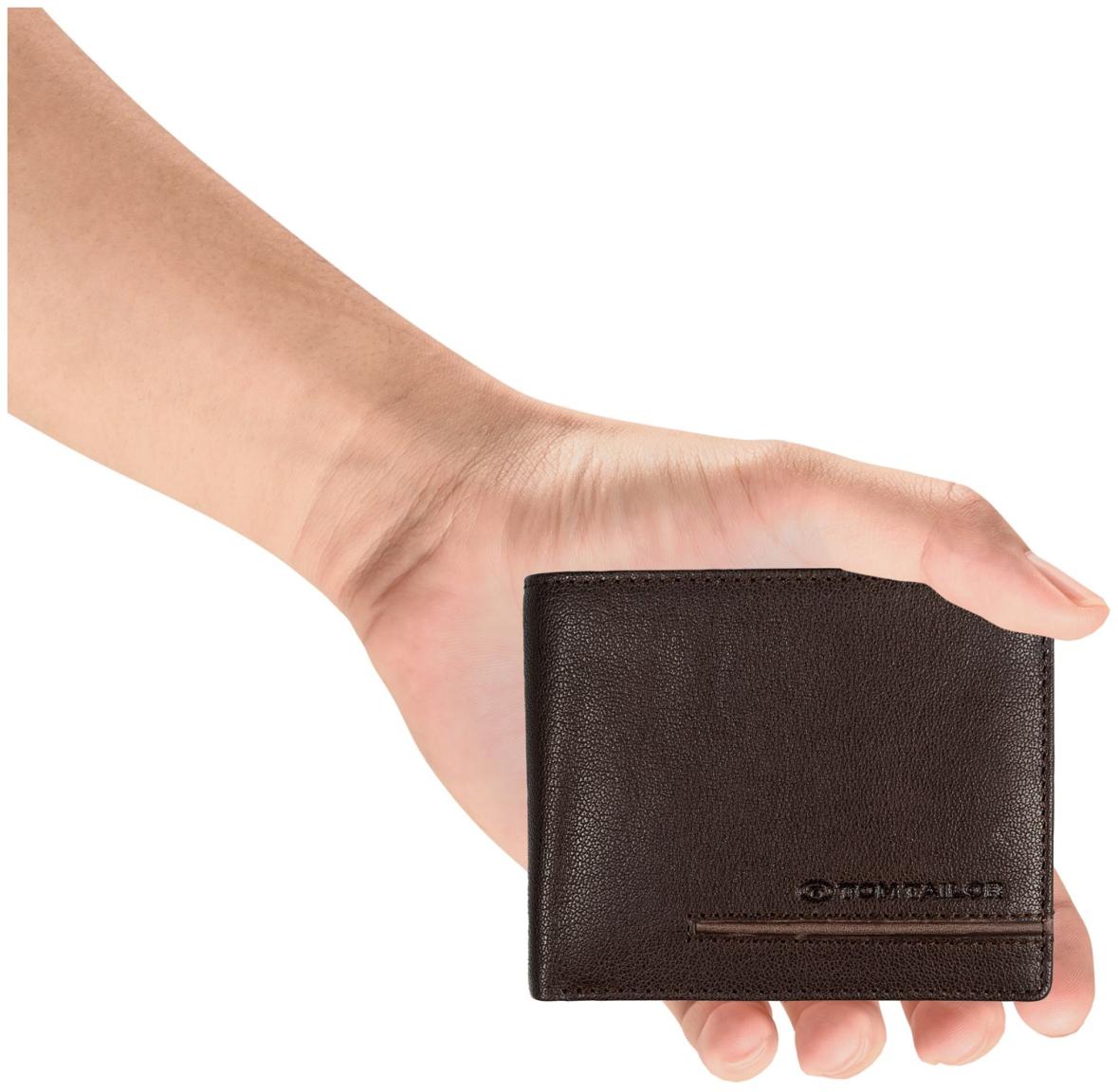 Tom Tailor Devon Herren Scheinbörse Leder Dunkelbraun