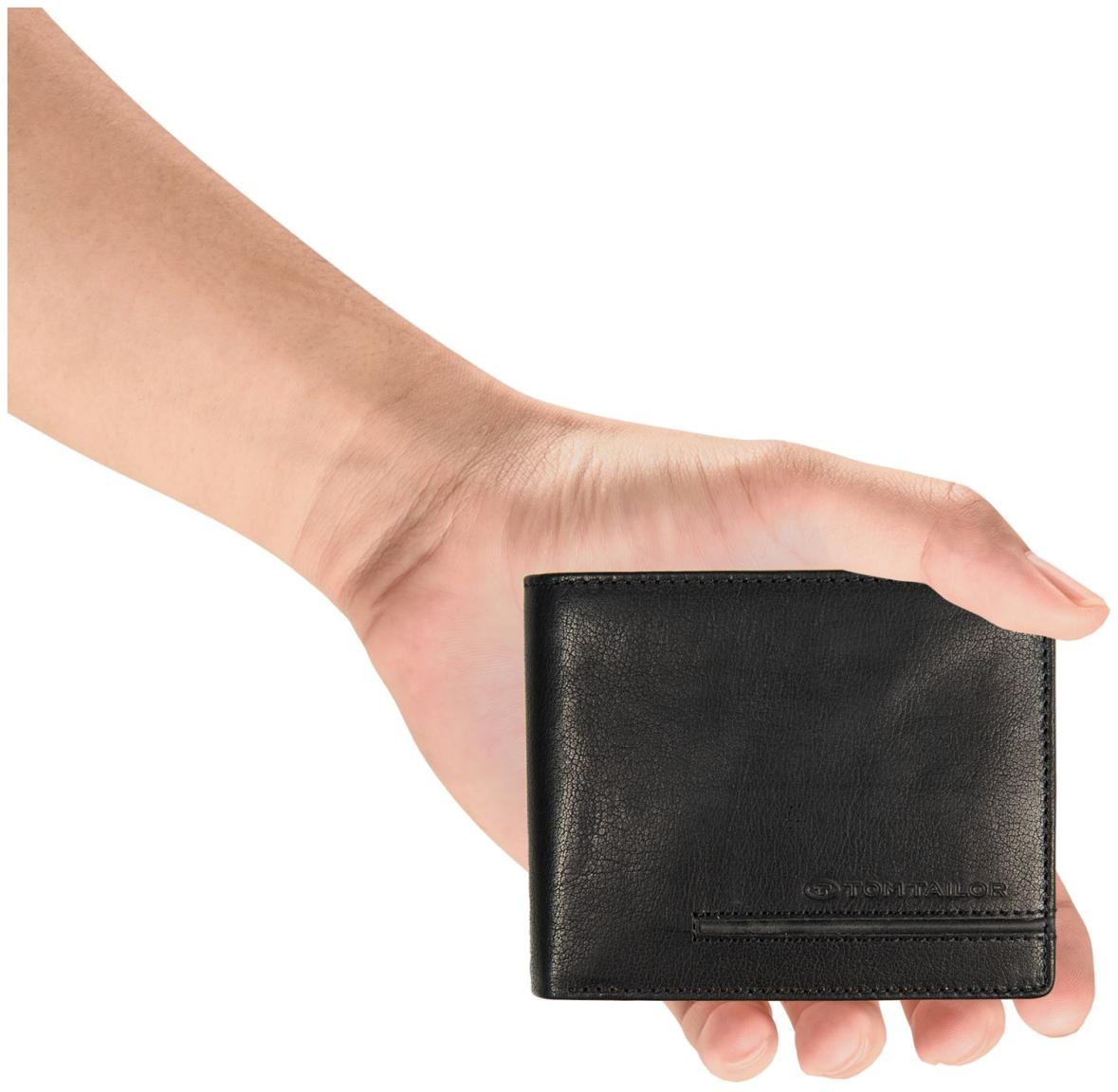 Tom Tailor Devon Herren Scheinbörse Leder Schwarz