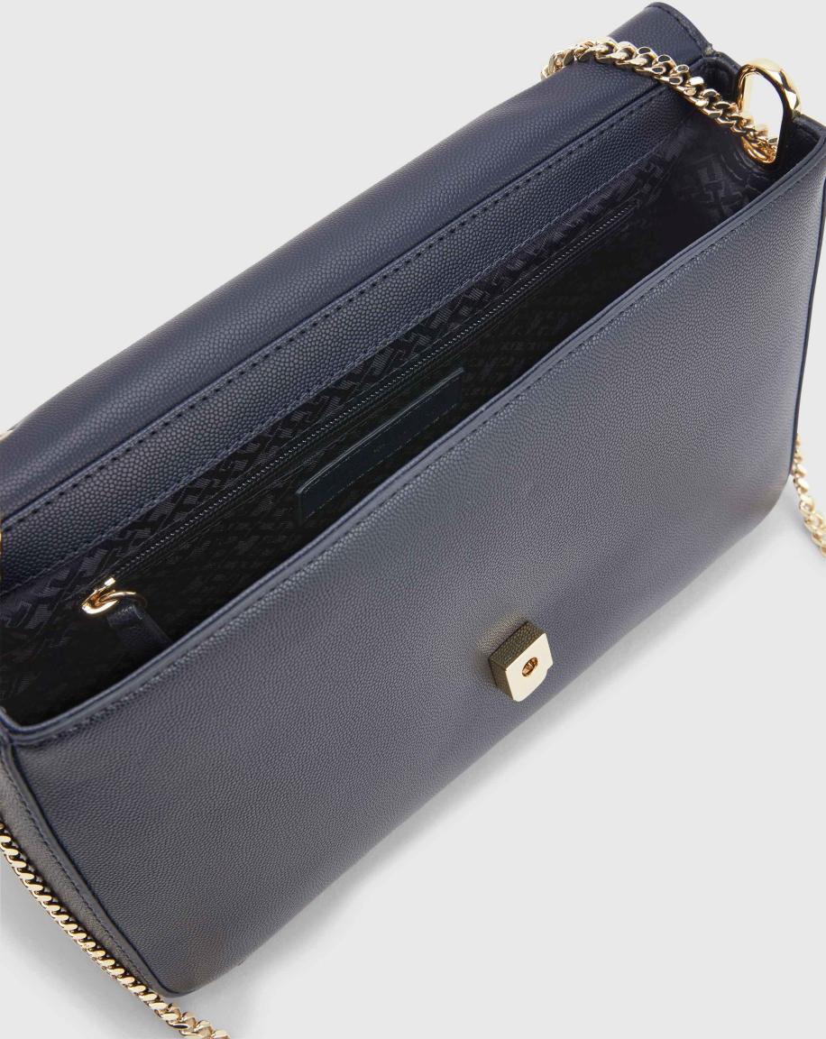 Tommy Hilfiger Crossovertasche mit Überschlag navy