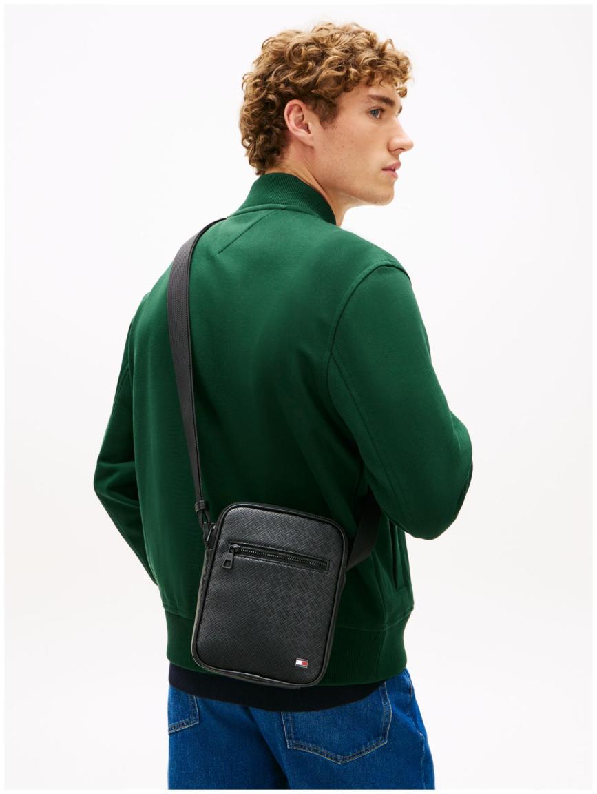 Tommy Hilfiger Embossed Flag Mini Reporter Herrentasche Schwarz