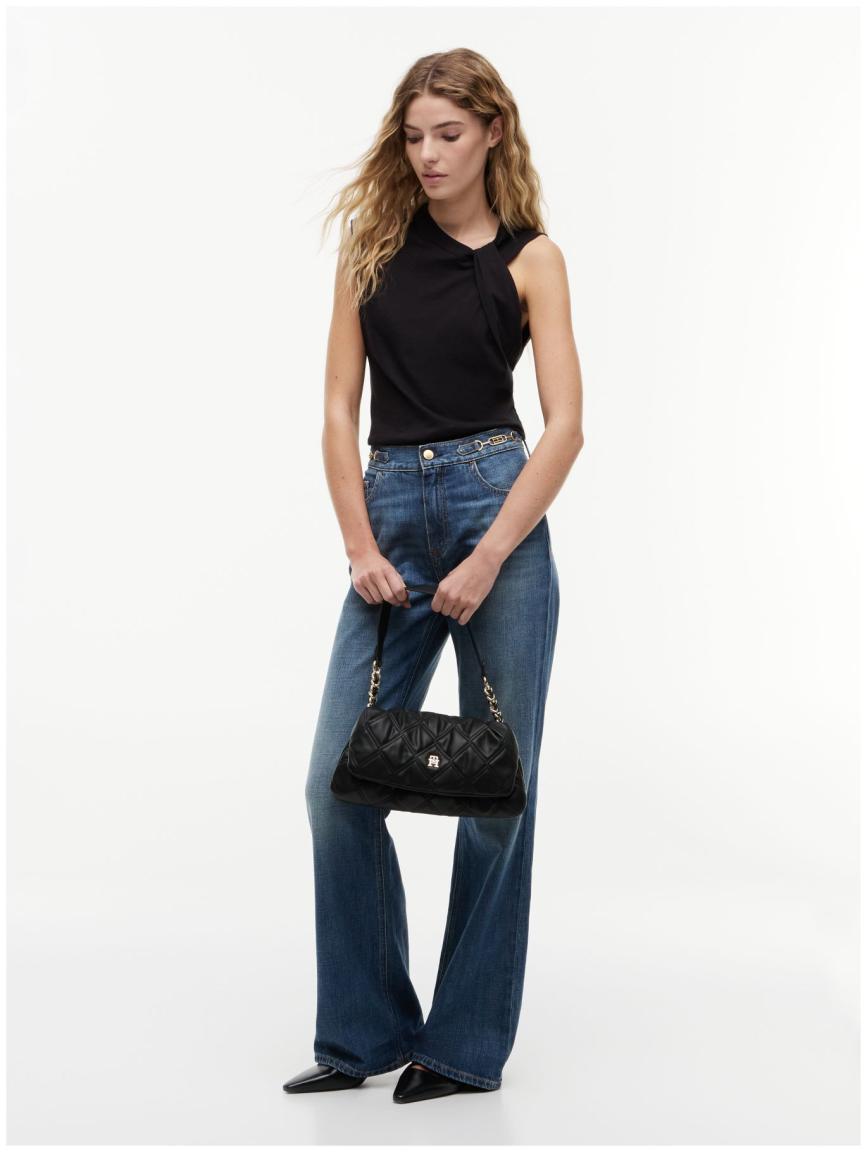 Tommy Hilfiger Feminine Shoulder Bag Überschlagtasche Schwarz