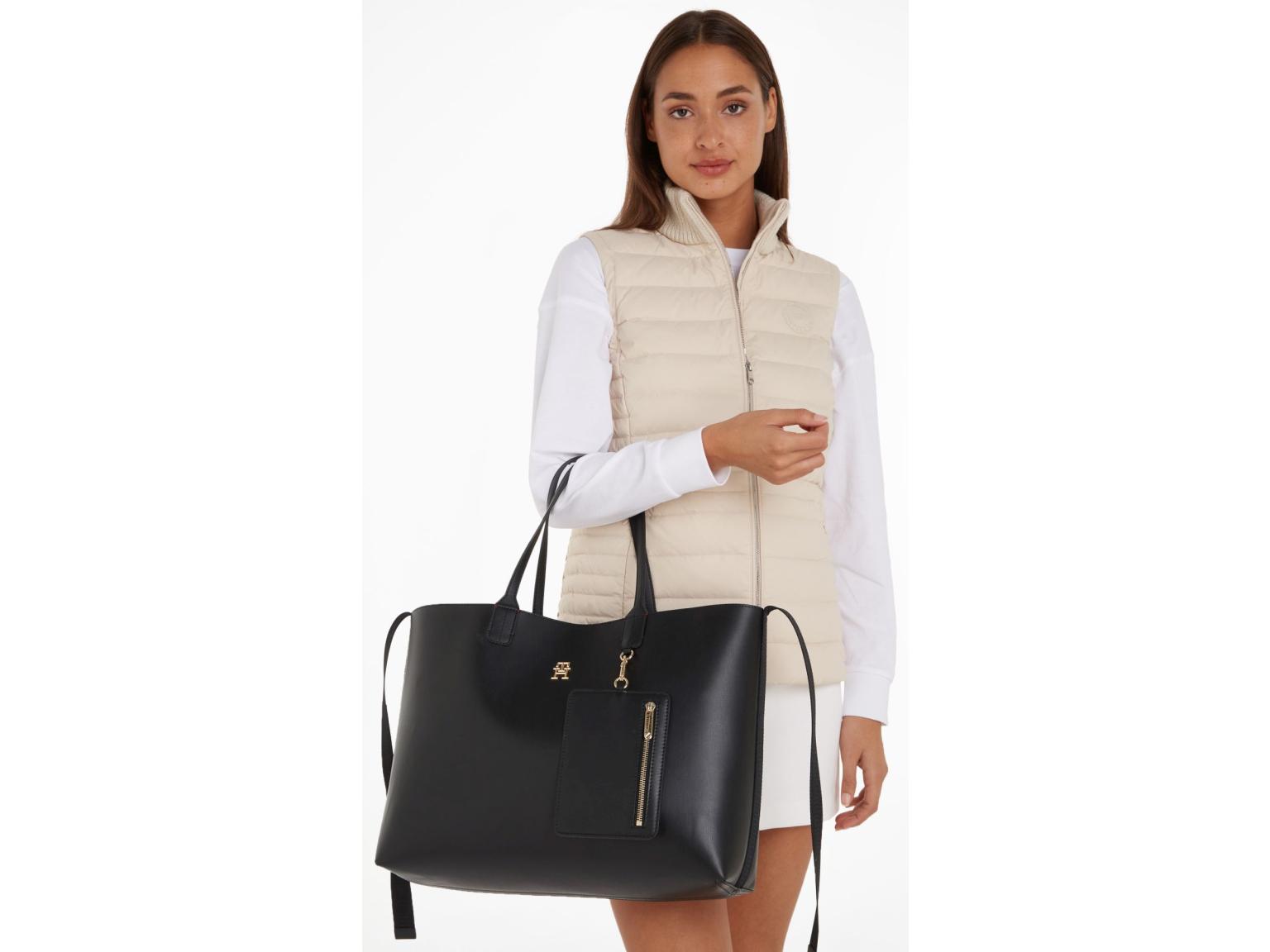 Tommy Hilfiger Iconic Tote Black Shopper mit Etui Anhänger