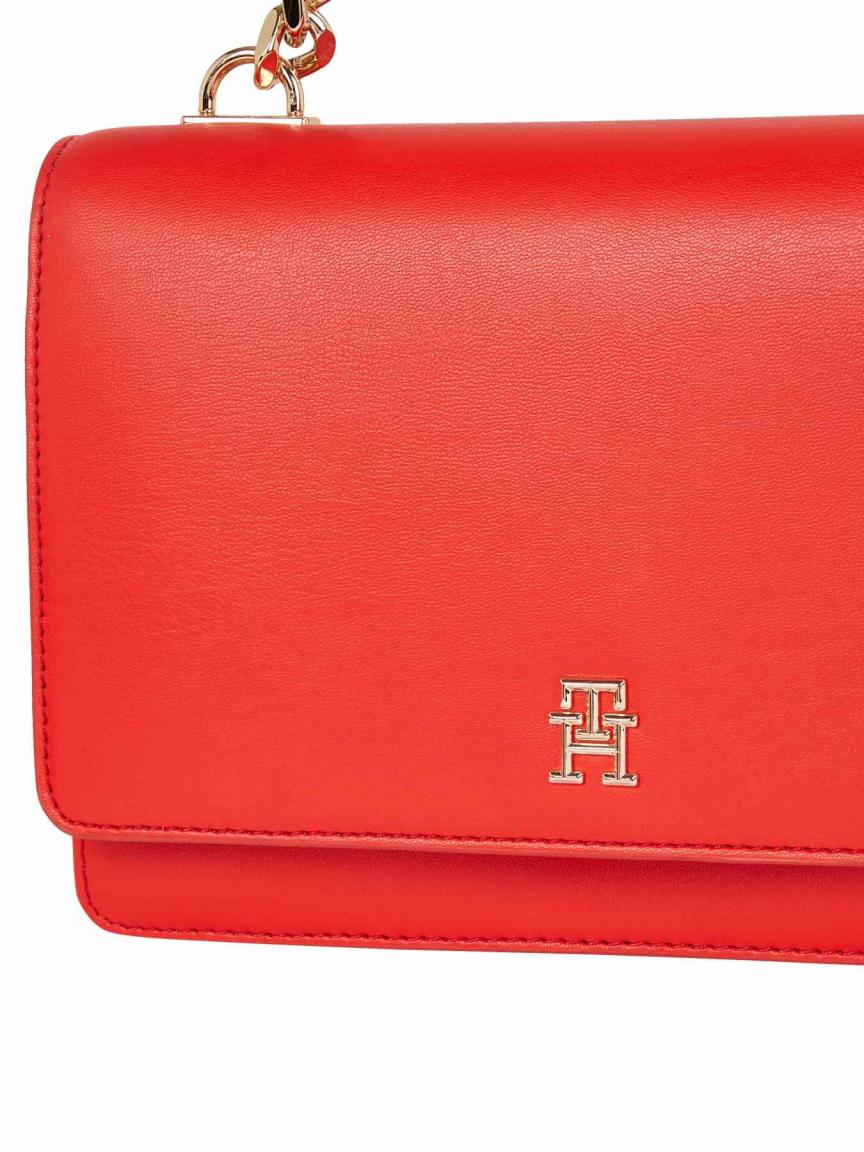 Tommy Hilfiger Überschlagtasche TH Refined Med Crossover feurig rot Kette goldfarben