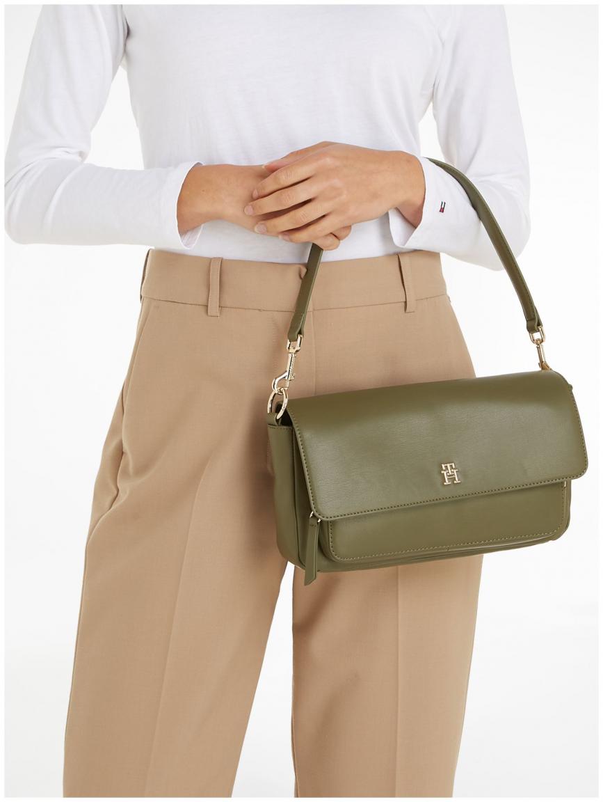 Tommy Hilfiger große Crossovertasche Olive Überschlag