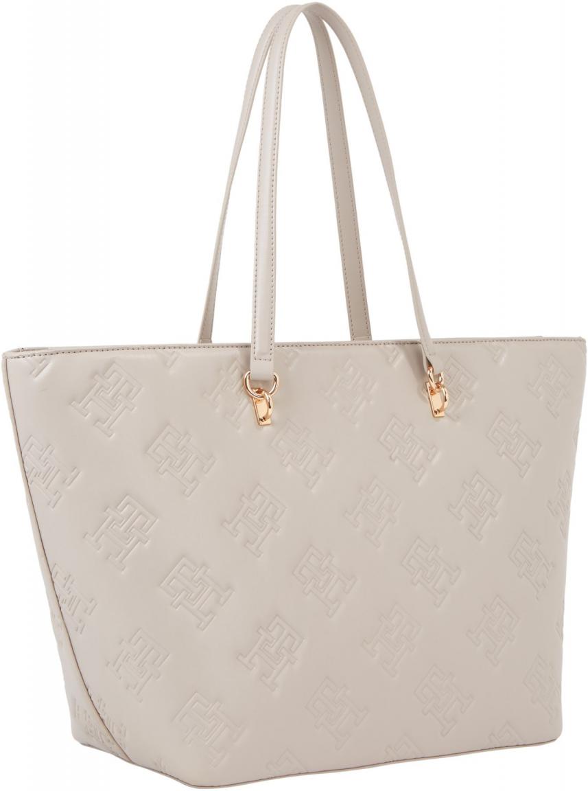 Tommy Hilfiger große Henkeltasche taupe Refined Mono