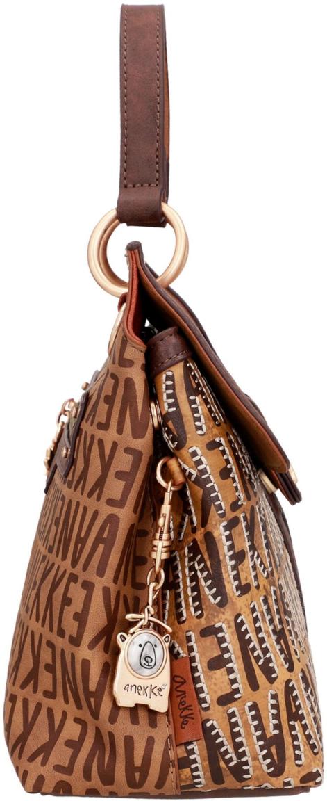 Top Handle Bag Überschlag braun Logoprint bestickt Anekke Urban Eisbär Kanada