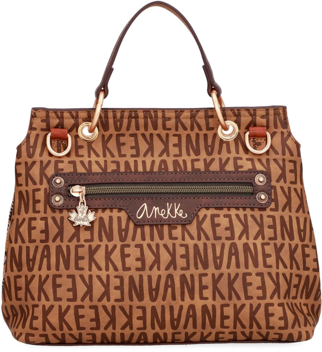 Top Handle Bag Überschlag braun Logoprint bestickt Anekke Urban Eisbär Kanada