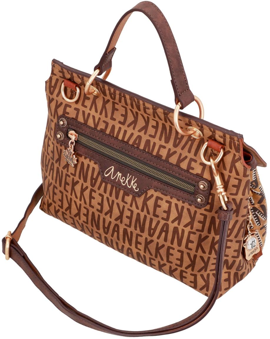 Top Handle Bag Überschlag braun Logoprint bestickt Anekke Urban Eisbär Kanada