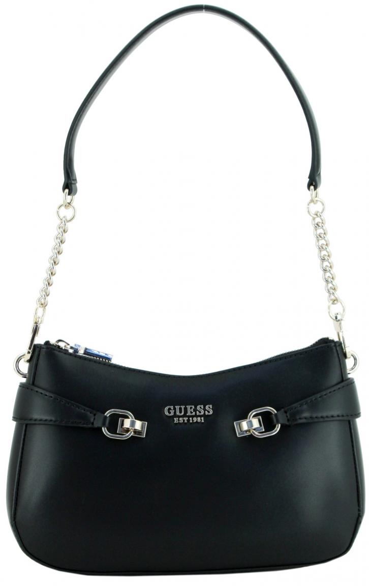 Top Zip Shoulder Bag schwarz Kettenhenkel Guess Lorelei