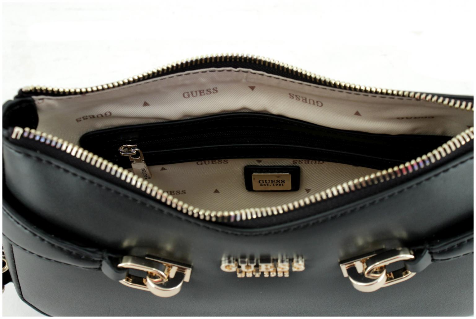 Top Zip Shoulder Bag schwarz Kettenhenkel Guess Lorelei