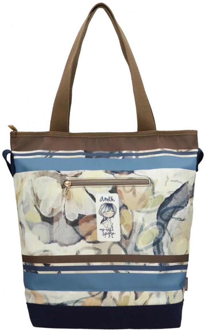 Tragetasche Anekke Memories Stories floraler Print blau braun bunt