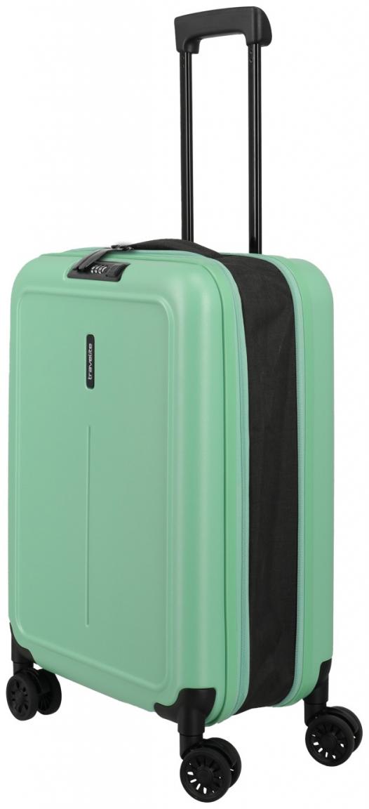 Travelite Basics 4-Rad Trolley 55cm faltbarer Kabinenkoffer hellgrün