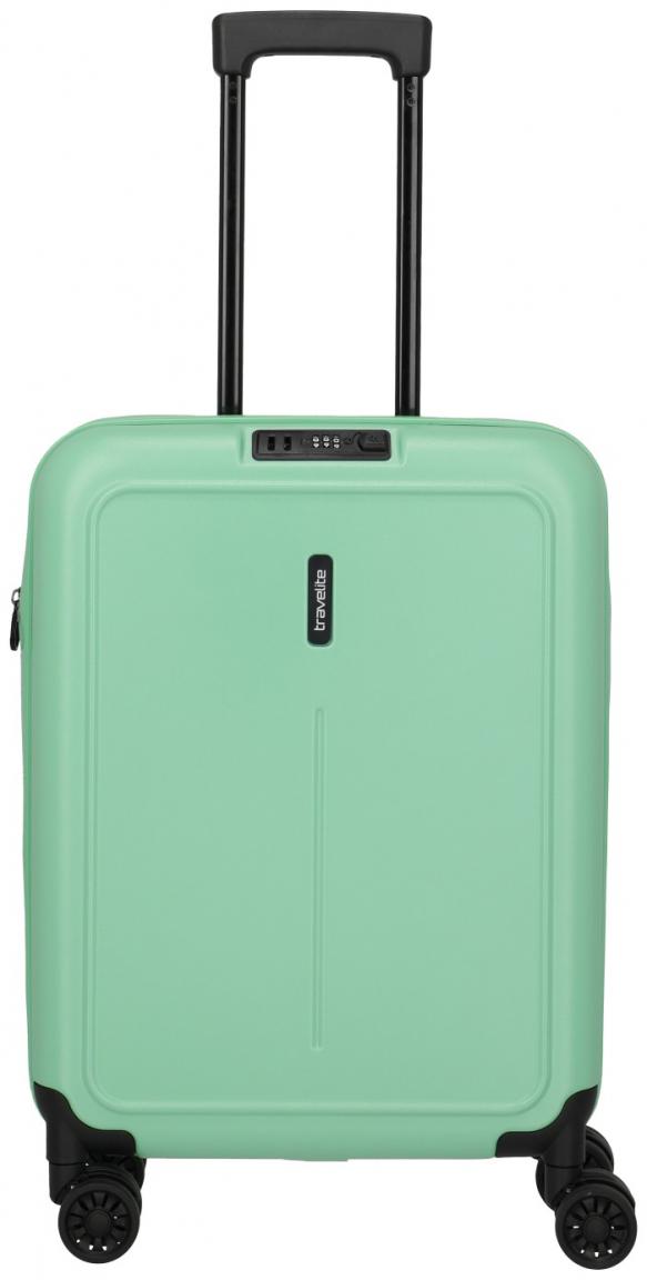 Travelite Basics 4-Rad Trolley 55cm faltbarer Kabinenkoffer hellgrün