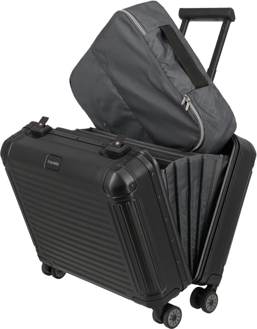 Travelite Next Business Wheeler Alukoffer Laptopfach - Schwarz