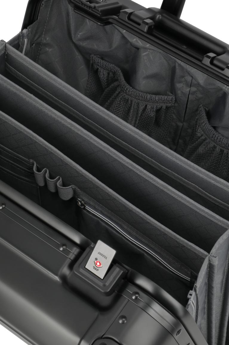 Travelite Next Business Wheeler Alukoffer Laptopfach - Schwarz