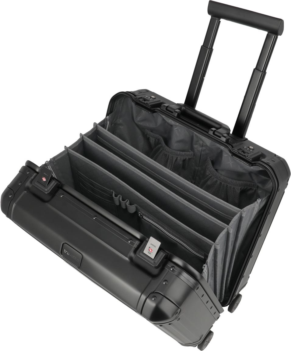 Travelite Next Business Wheeler Alukoffer Laptopfach - Schwarz