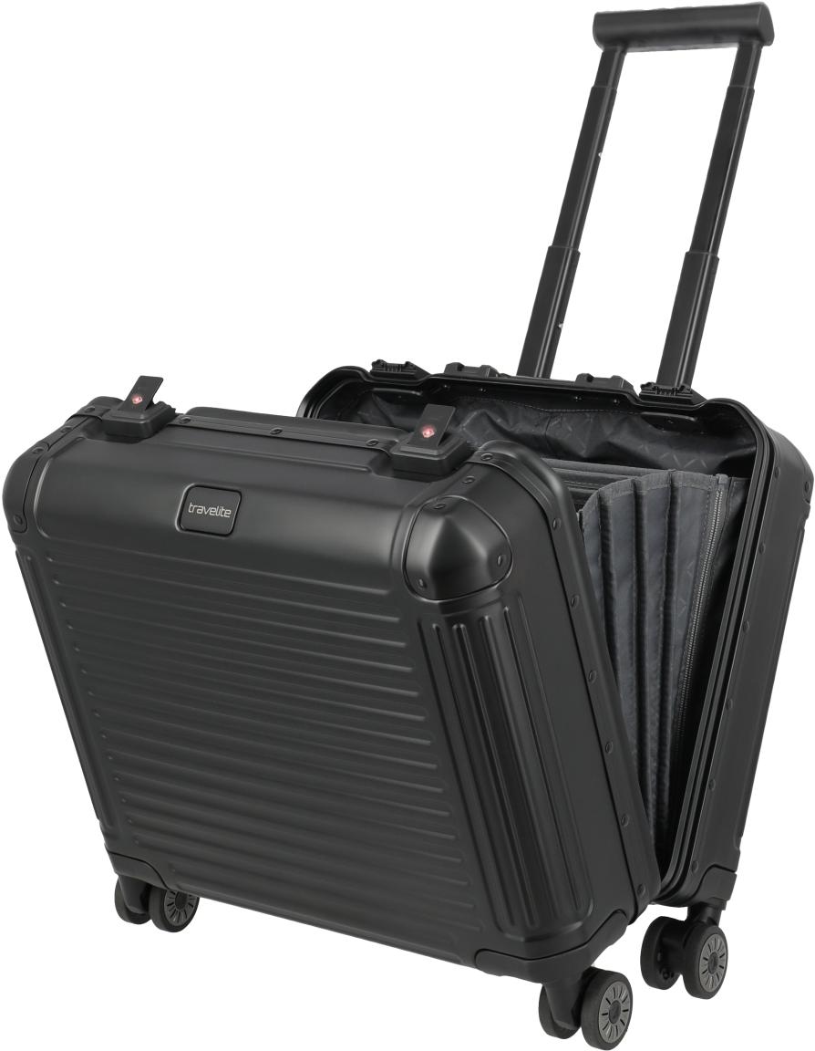 Travelite Next Business Wheeler Alukoffer Laptopfach - Schwarz