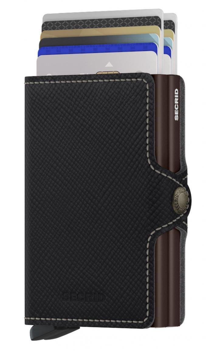 Twinwallet Metalletui Kartenbörse dunkelbraun Saffiano Brown Secrid
