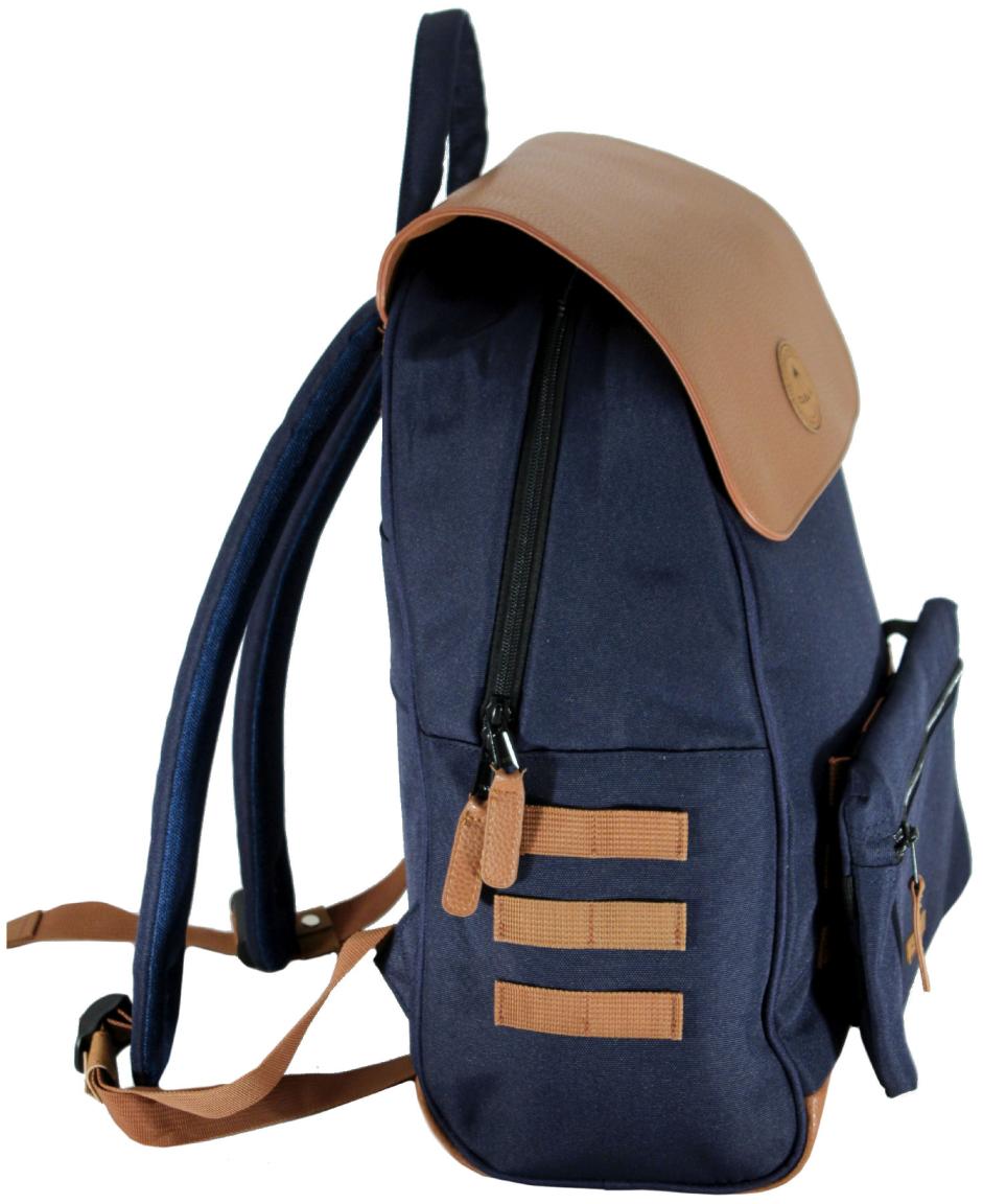 Überschlagrucksack Cabaia City Seattle M braun Kontrast dunkelblau vegan