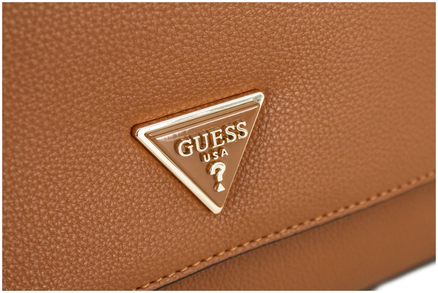 Überschlagtasche Guess Meridian Flap Crossbody Cognac braun genarbt