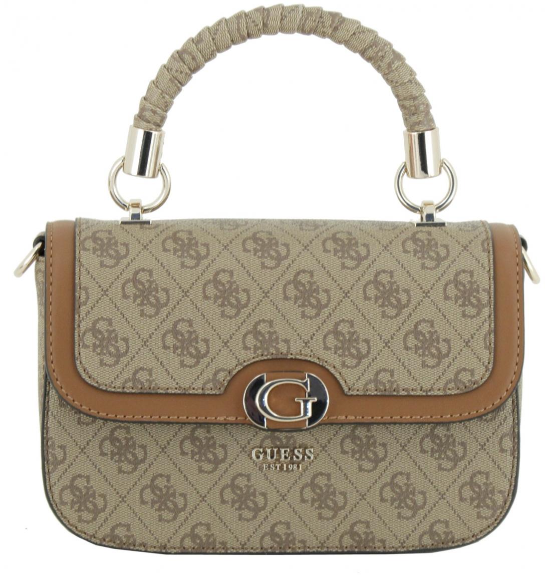 Überschlagtasche mit Logoprint Guess Orlina Top-Handle Bag Coal