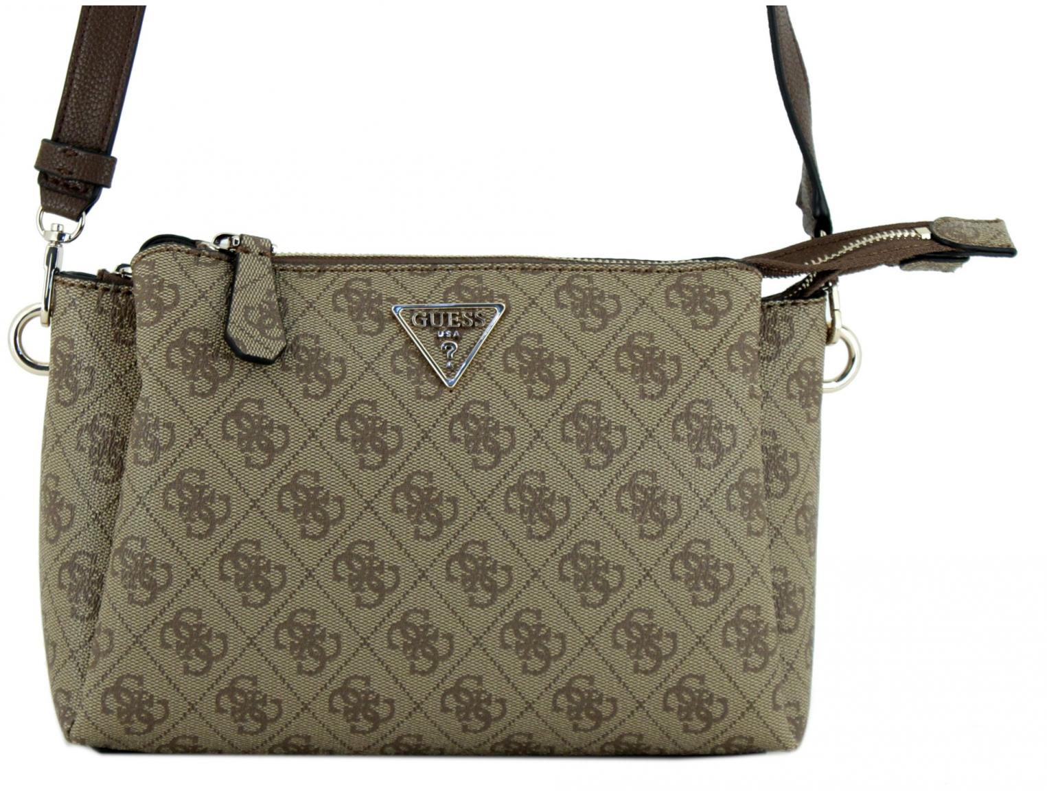 Umhängetasche mit Logoprint Guess Noelle Latte Logo braun beige