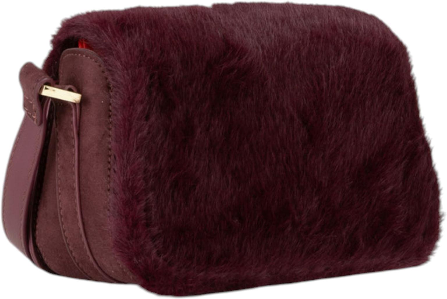 Valentino Iceland Überschlagtasche Fell Bordeaux