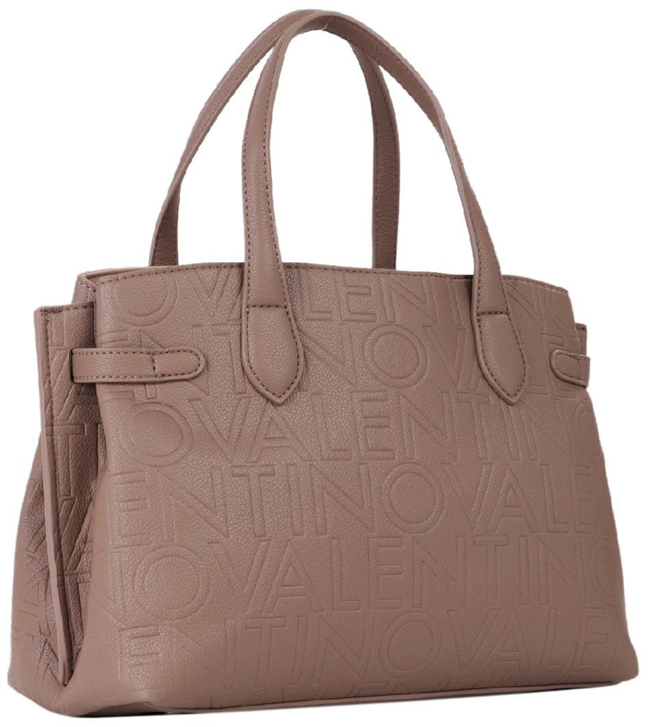 Valentino Kurzhenkeltasche Pansy Taupe Alloverprägung Webriemen