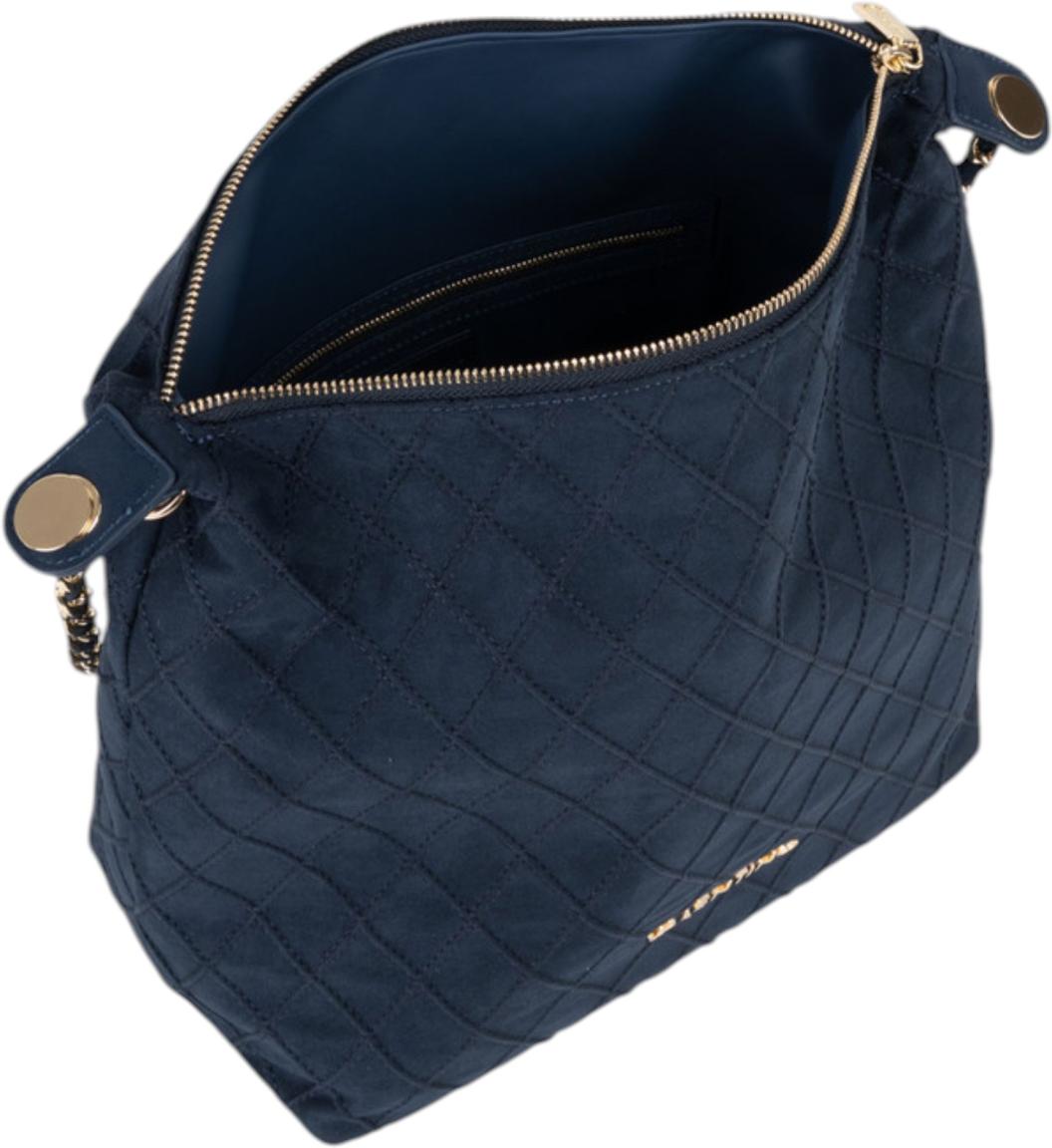 Valentino Makena Schultertasche Velours Blu - Dunkelblau