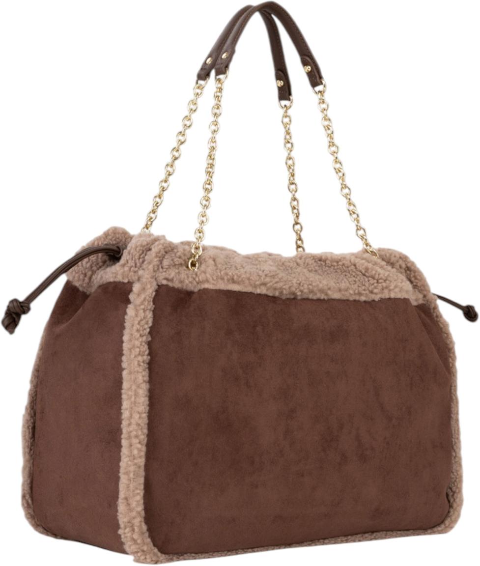 Valentino Max Henkeltasche Plüsch-Velours Caffe - Braun