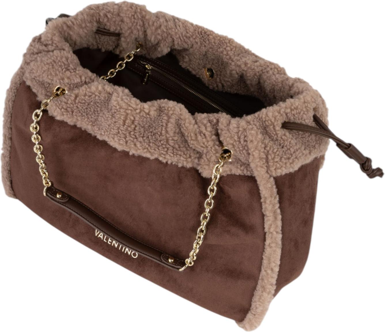 Valentino Max Henkeltasche Plüsch-Velours Caffe - Braun