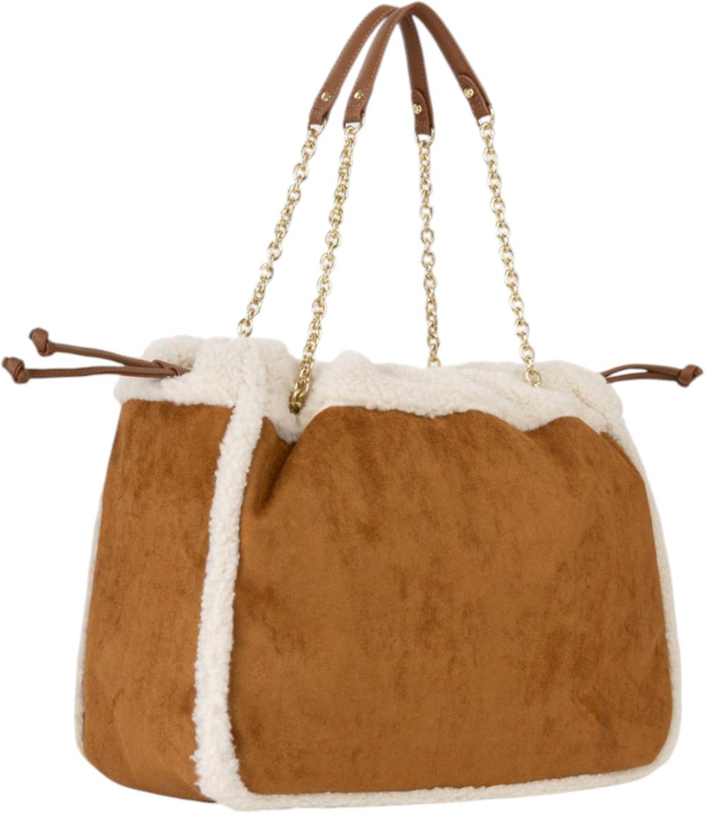 Valentino Max Henkeltasche Plüsch-Velours Cuoio - Cognacbraun