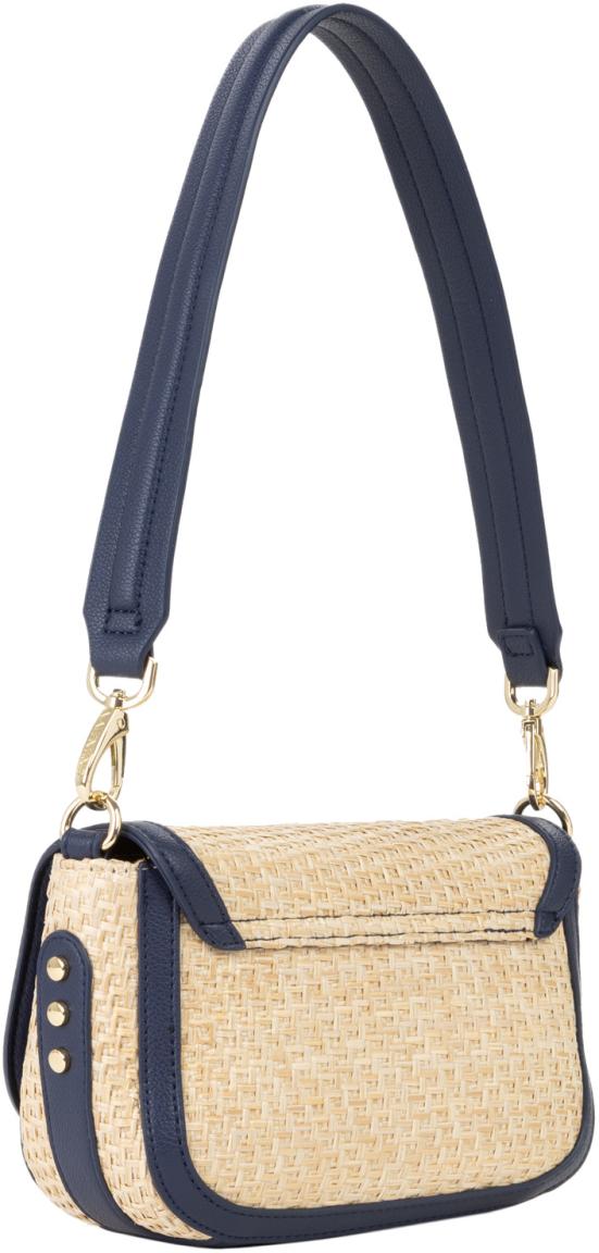 Valentino kompakte Basttasche Demetra blau Naturale Überschlag