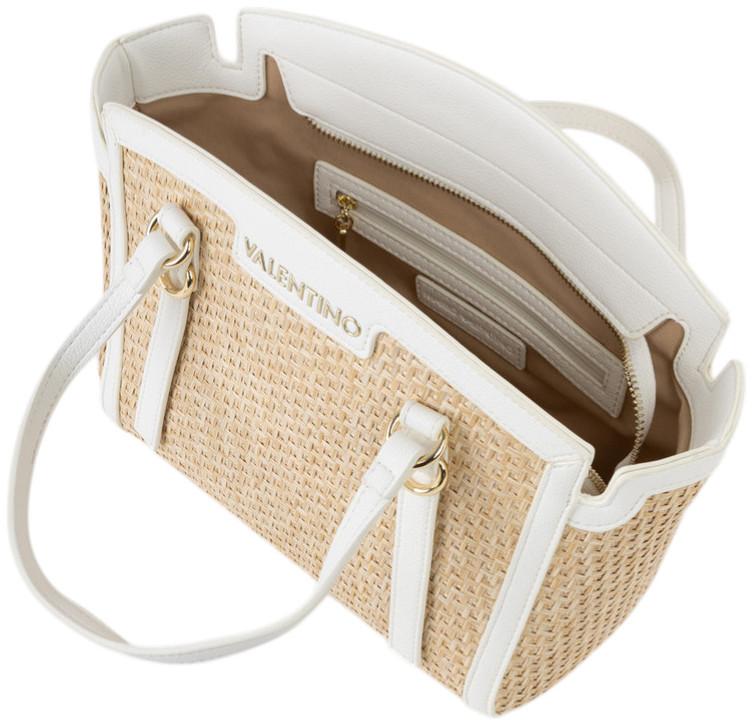 Valentino sommerliche Basttasche Demetra weiss kompakt Bianco