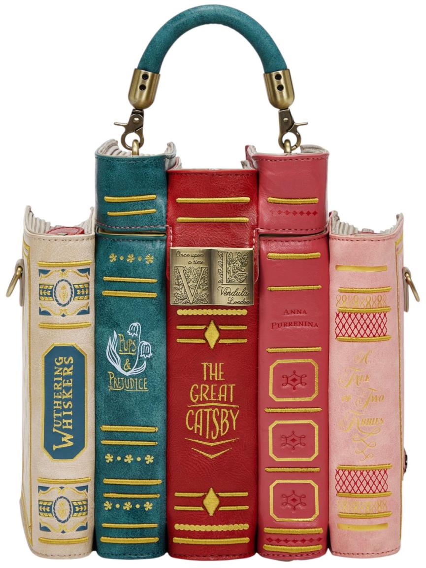 Vendula London Bookshelf Boulevard Book Stack Bag Handtasche Bücher/Bunt