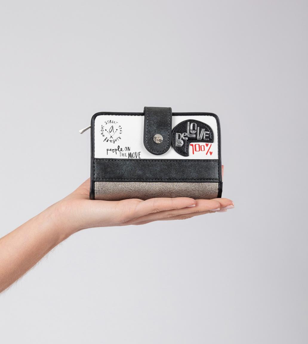 Wallet Women Anekke Peace and Love Nature Sixties Black and White