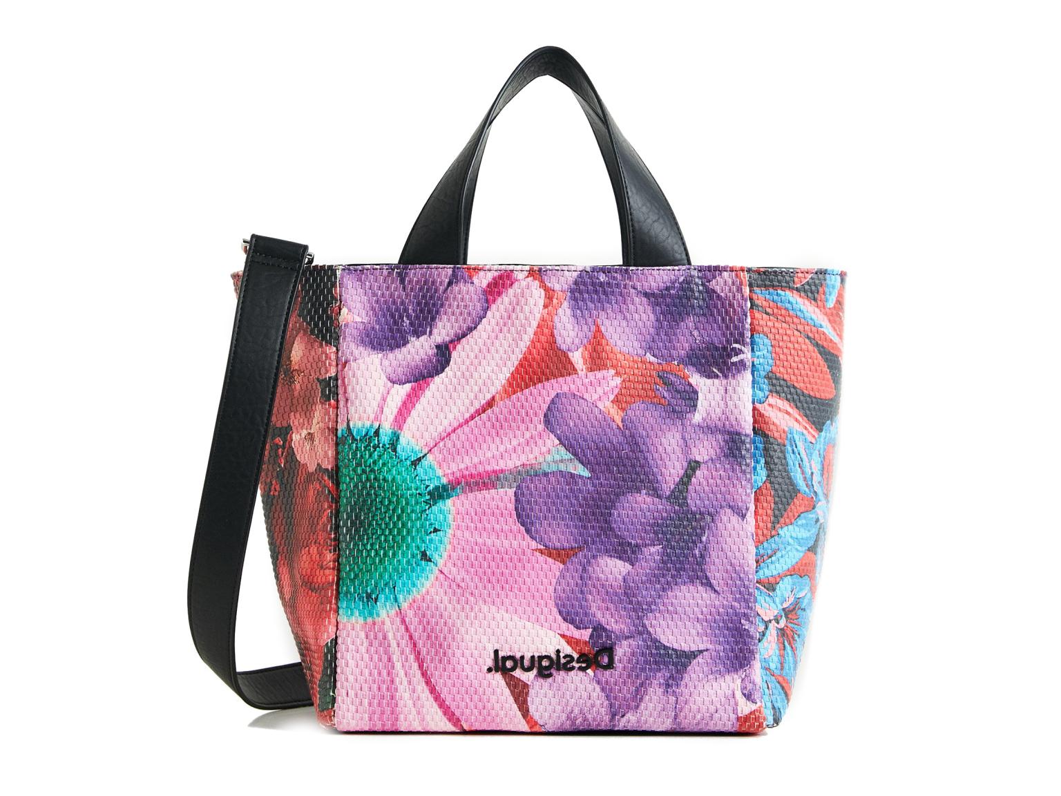 auffällige Henkeltasche Desigual Lacroix Purple Rain Valdivia Flechtoptik
