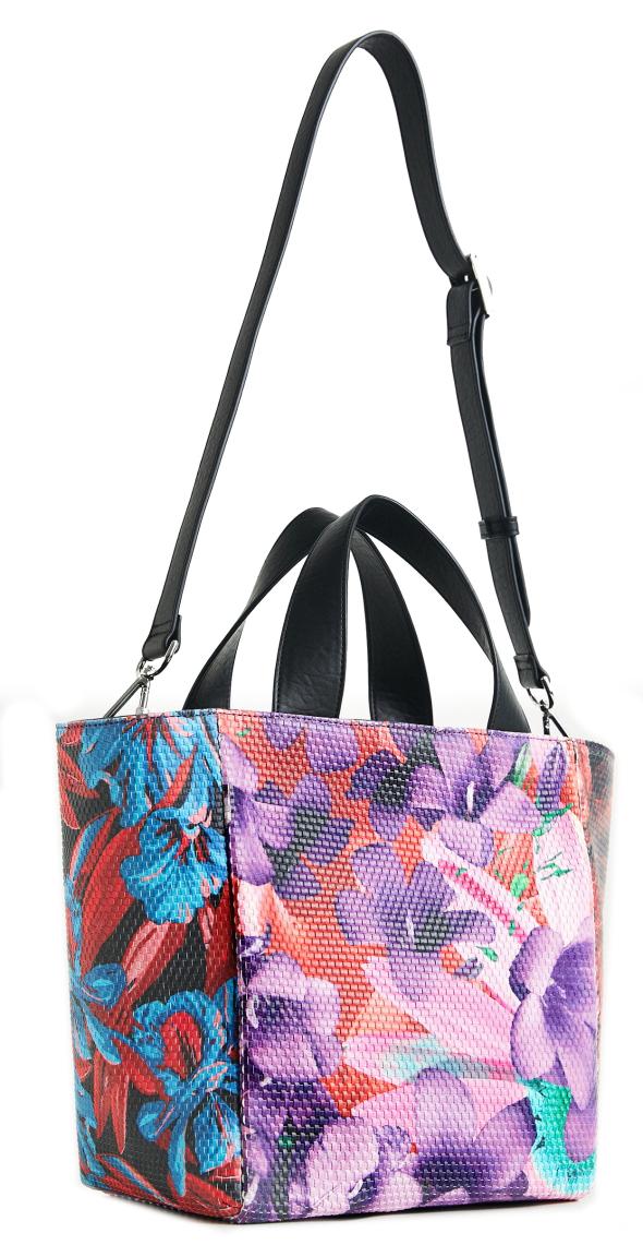 auffällige Henkeltasche Desigual Lacroix Purple Rain Valdivia Flechtoptik