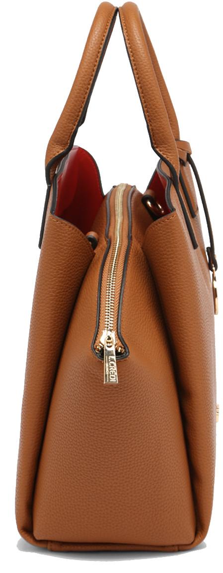 auffällige Kurzgrifftasche L.Credi Kira Cognac braun