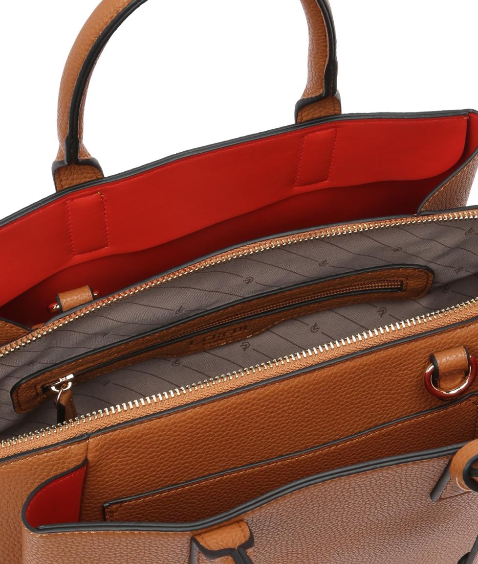 auffällige Kurzgrifftasche L.Credi Kira Cognac braun
