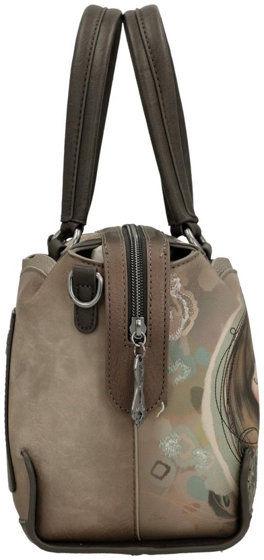 bestickte Bowlingtasche Glitzersteine beige bunt Anekke Real