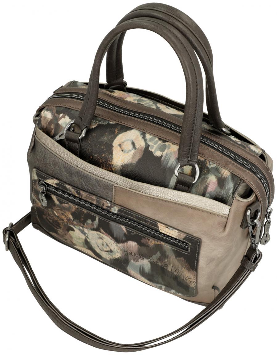 bestickte Bowlingtasche Glitzersteine beige bunt Anekke Real