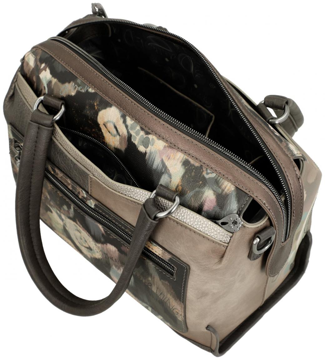 bestickte Bowlingtasche Glitzersteine beige bunt Anekke Real