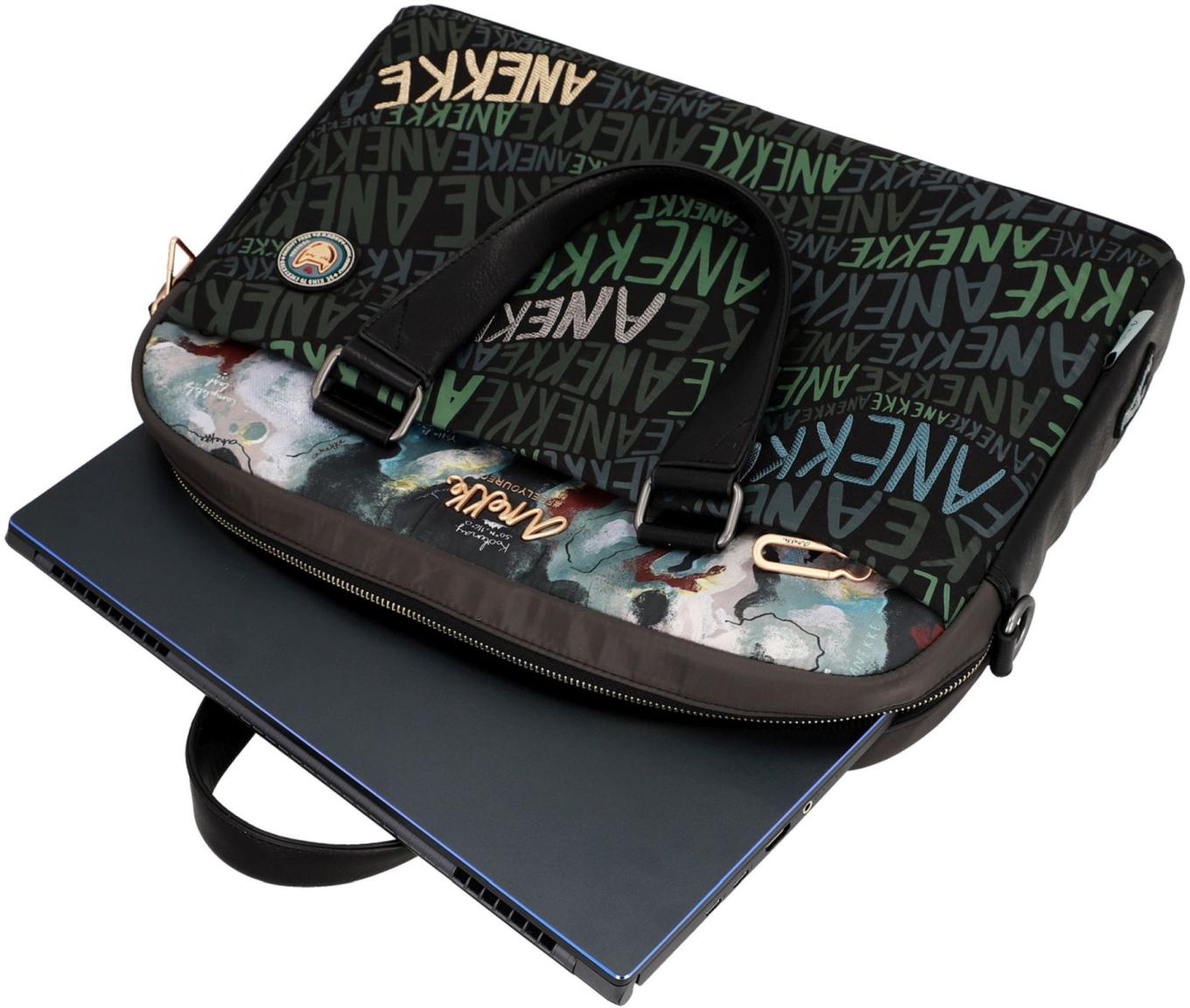 bestickte Laptoptasche Logoprint Anekke Nature Woods dunkelbunt